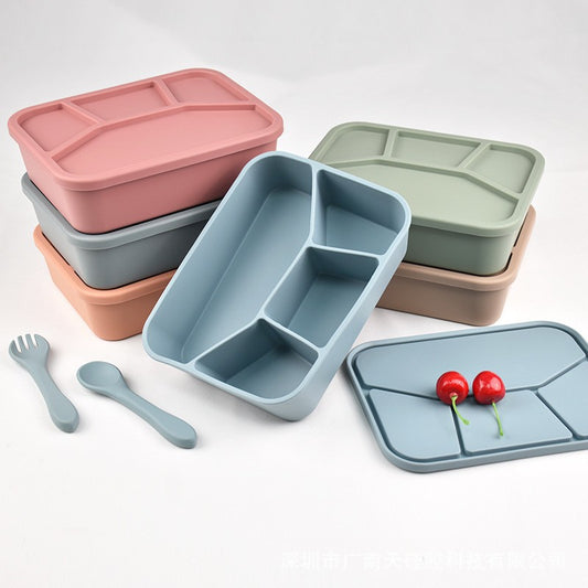 Caserolă Bento din Silicon Premium pentru Copii – 3 Compartimente & Capac Etanș (Indestructibilă)